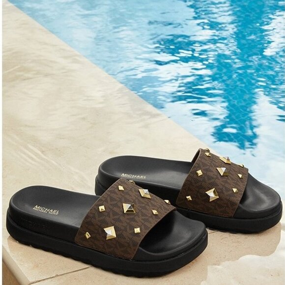 MICHAEL MICHAEL KORS Tyra Studded Logo Slide - Picture 4 of 6